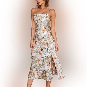 Floral Sleeveless Midi Formal Dress